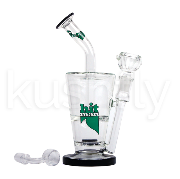 Hitman Glass 14" Doulle Layer Waterpipe-(w/-Torch-&-Dab-Tool)