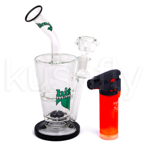 Hitman Glass 14" Double Layer Waterpipe (w/Torch & Dab Tool)