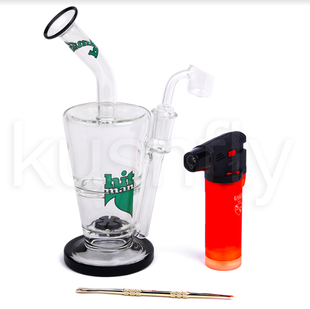 Hitman Glass 14" Double Layer Waterpipe (w/Torch & Dab Tool)