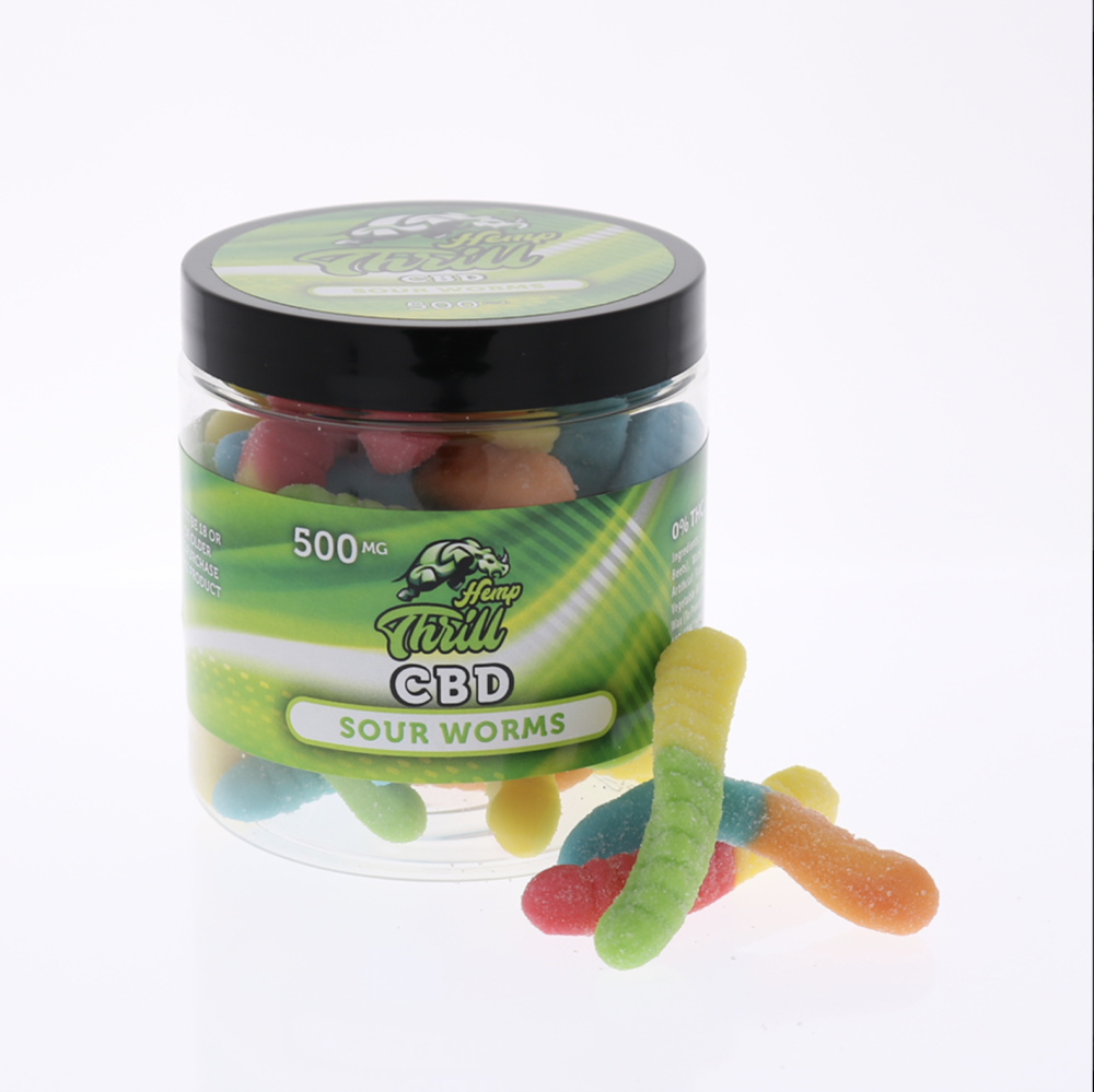Hemp Thrill CBD Sour Gummy Worms 500mg delivery in Los Angeles