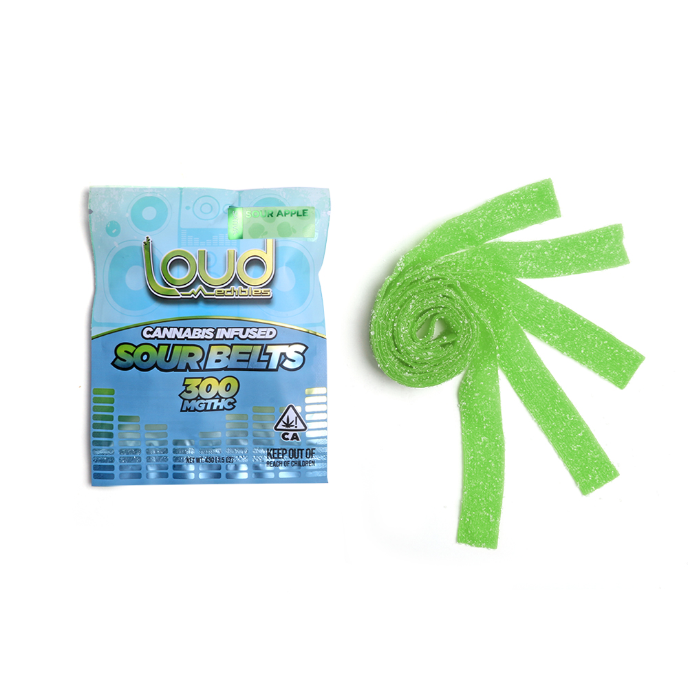 Loud Edibles Sour Apple Belts 300mg delivery in Los Angeles