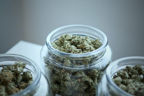 White Cookies Strain Medical Cannabis Flower In Glass Container