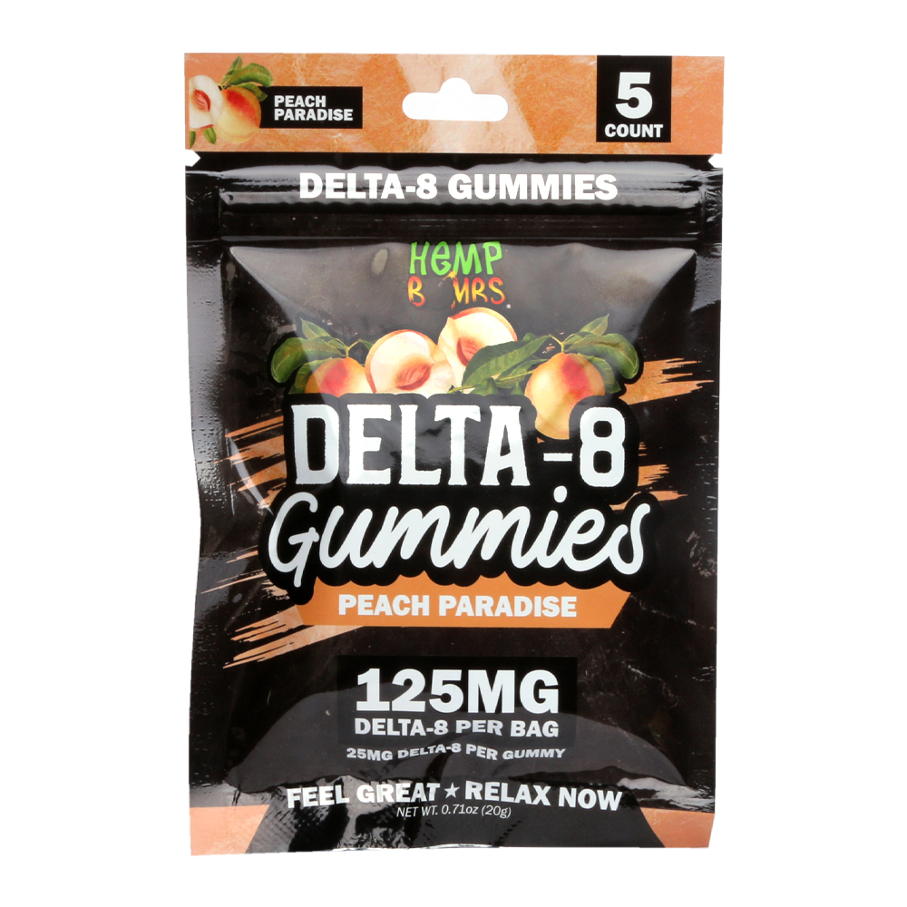 Hemp Bombs Delta 8 THC Peach Paradise Gummies 125mg delivery in los angeles