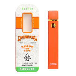 Dabwoods Disposable Banana OG Vape. 90.87% THC, 1 gram of premium cannabis oil, Rechargeable