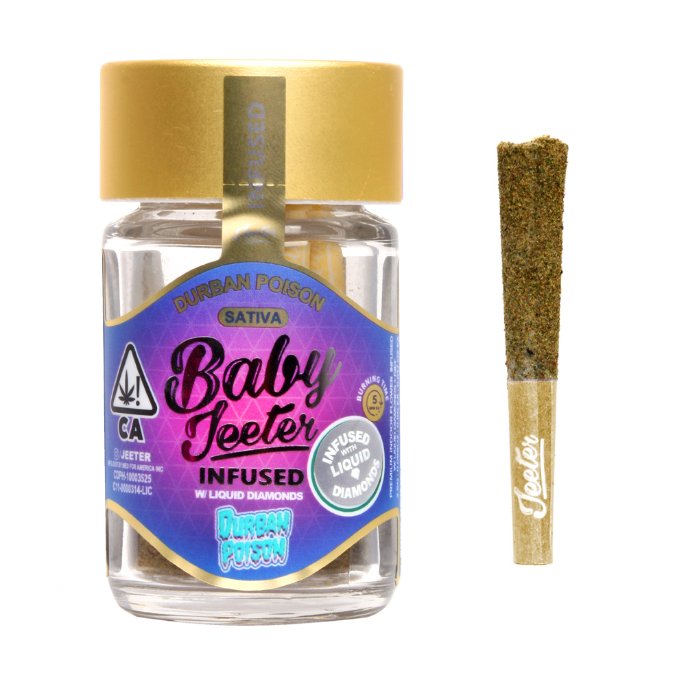 Baby Jeeter Durban Poison 5 Pack Infused with Liquid Diamonds delivery in Los Angeles