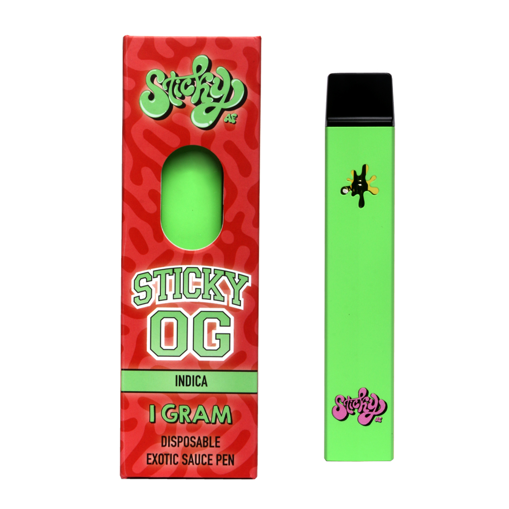 Sticky OG Disposable 1g Exotic Sauce Vape Pen, prefilled with the extract.