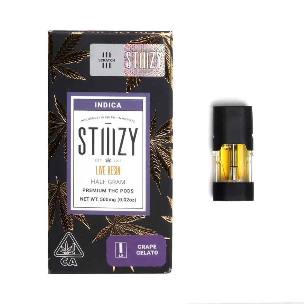 Stiiizy Premium THC Pod Live Resin Grape Gelato .5g