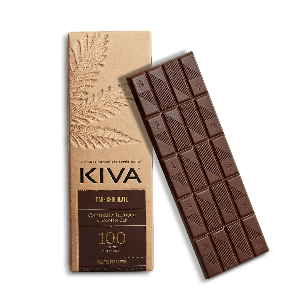 KIVA Bars Dark Chocolate 100mg THC