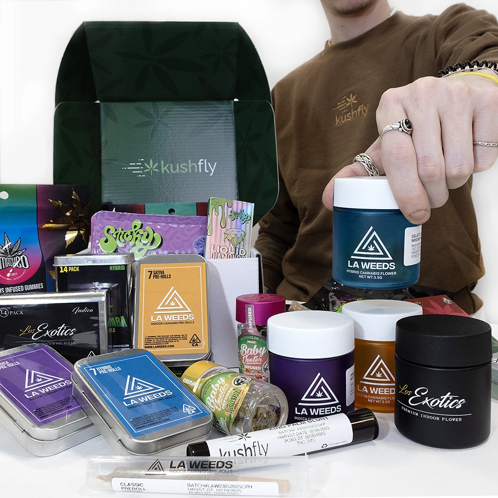 various cannabis brands and products at Kushfly
